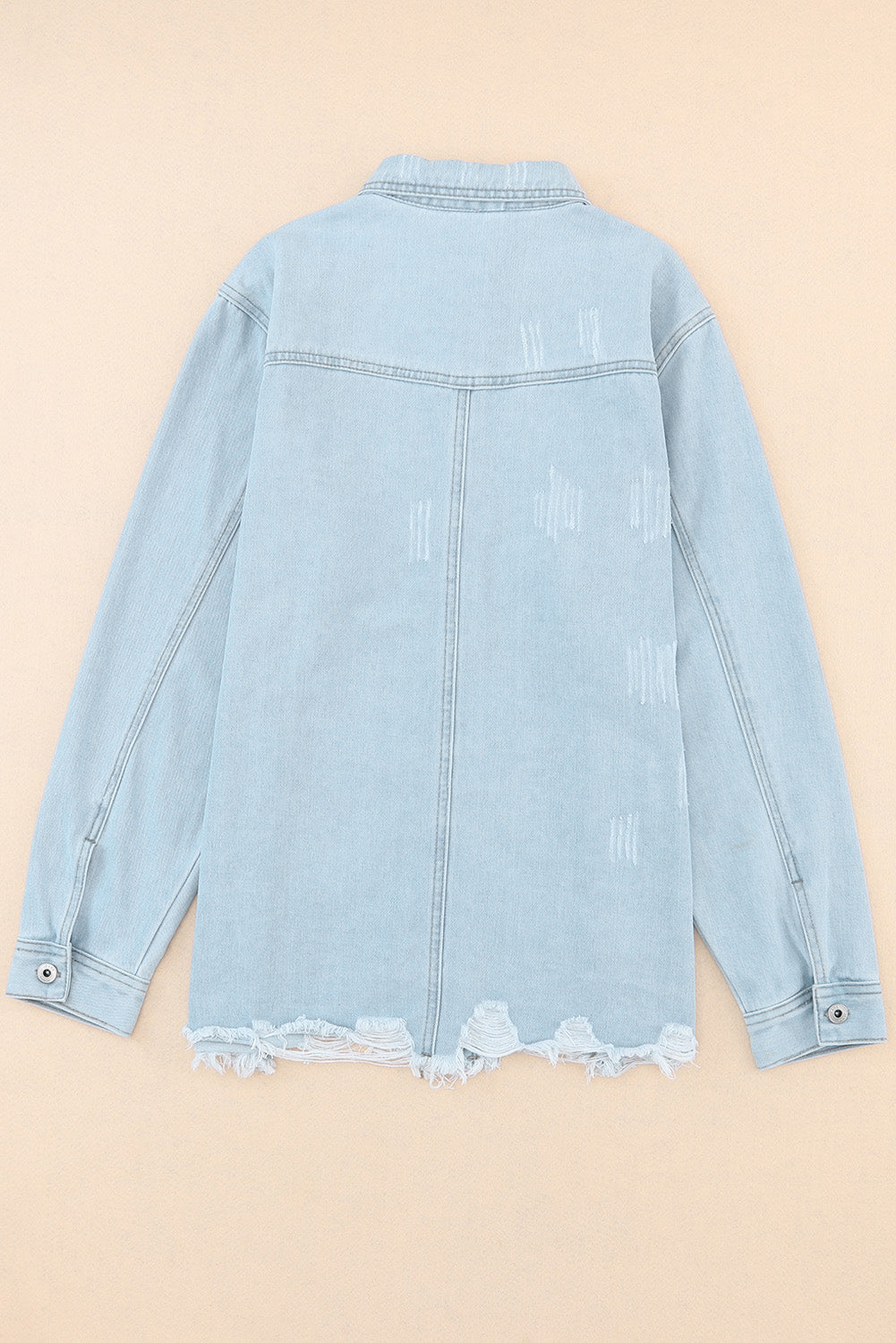 Flap Pocket Raw Hem Denim Jacket - Little Miss Vanilla