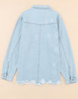 Flap Pocket Raw Hem Denim Jacket - Little Miss Vanilla