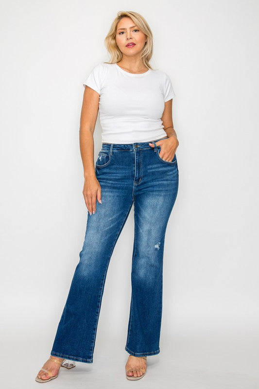 bytos Full Size High Rise Bootcut Jeans with Pockets - Little Miss Vanilla