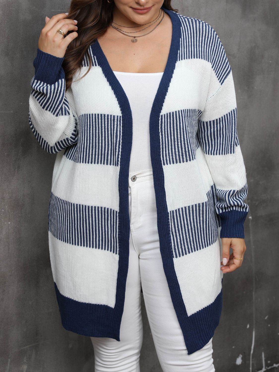 Plus Size Open Front Long Sleeve Cardigan - Little Miss Vanilla