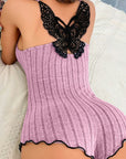 Women's Fashion Butterfly Back Pajamas Lace Strap One-piece Pajamas Lingerie - Little Miss Vanilla