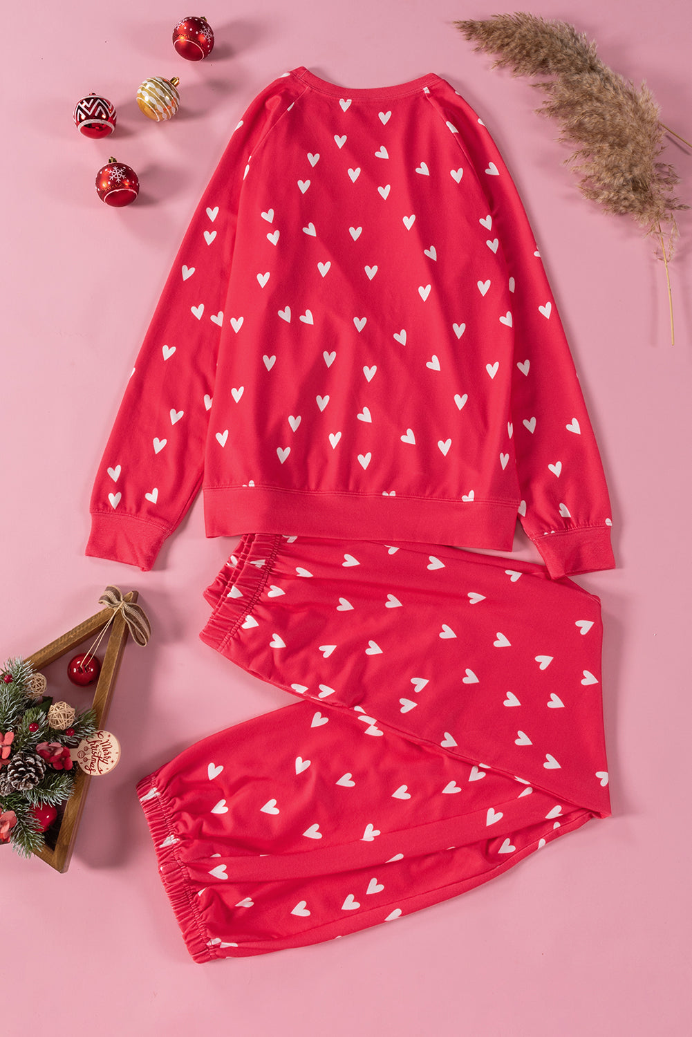 Fiery Red Valentines Heart Print Pants Set - Little Miss Vanilla