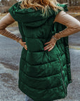 Green Hooded Long Quilted Vest Coat - Little Miss Vanilla