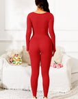 Scoop Neck Long Sleeve Active Jumpsuit - Little Miss Vanilla