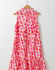 Pink Abstract Print Frilly Neck Sleeveless Mini Dress - Little Miss Vanilla