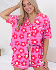 Flower Print Short Sleeve Shirt Pajamas Set - Little Miss Vanilla