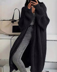 Knitted Long Cardigan With Pockets Fashion All-match Lantern-sleeved Coat - Little Miss Vanilla