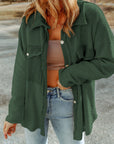 Green Contrast Flap Pockets Relaxed Shacket - Little Miss Vanilla