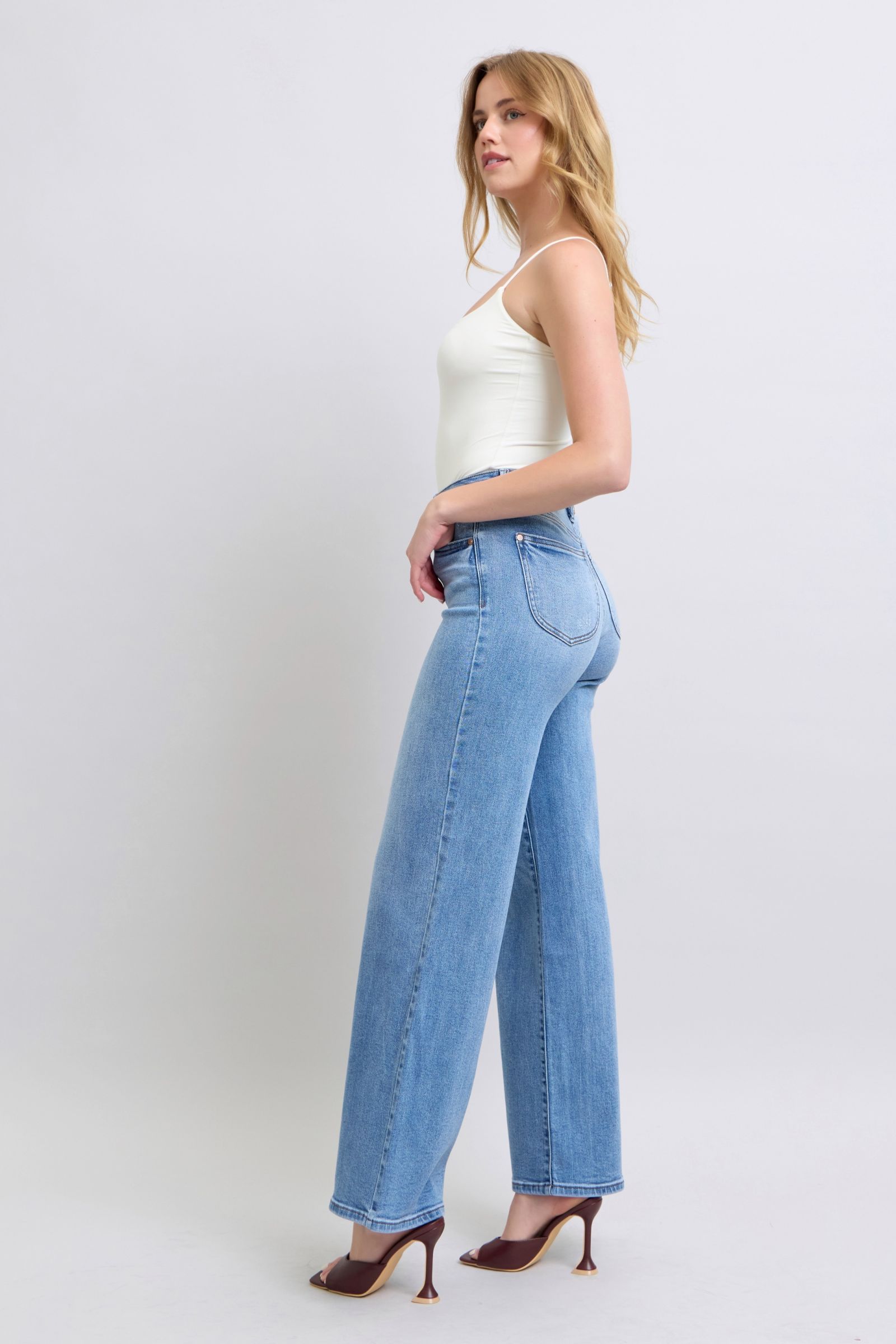 Judy Blue Full Size Wide Leg Jeans with Pockets - Little Miss Vanilla