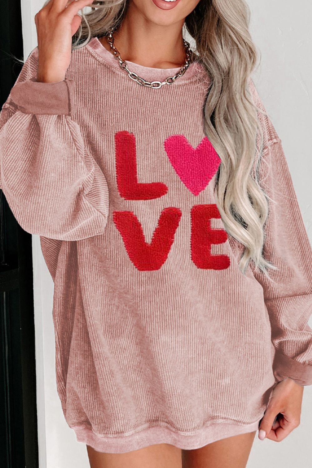 Valentine’s Day LOVE Round Neck Long Sleeve Sweatshirt - Little Miss Vanilla