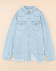 Flap Pocket Raw Hem Denim Jacket - Little Miss Vanilla