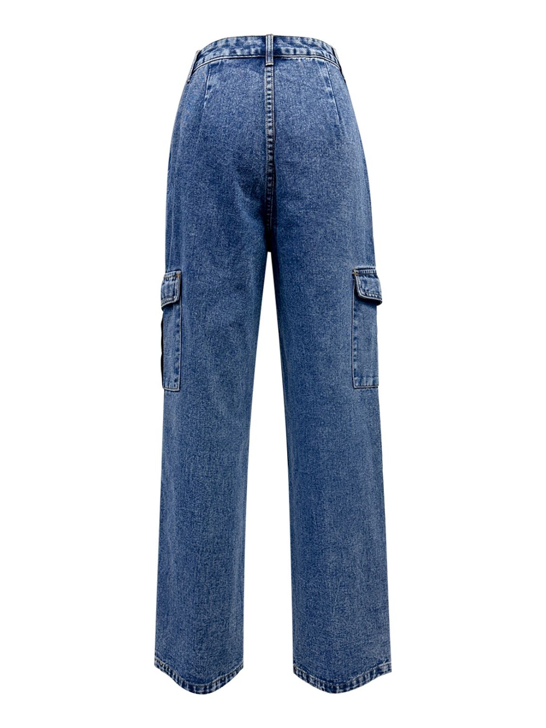 High Rise Straight Jeans with Cargo Pockets - Little Miss Vanilla