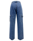 High Rise Straight Jeans with Cargo Pockets - Little Miss Vanilla