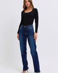 Judy Blue Full Size Raw Hem Straight Leg Jeans - Little Miss Vanilla