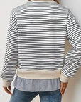 Perfee Faux Layered Striped Long Sleeve Sweatshirt - Little Miss Vanilla