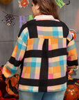 Plus Size Color Block Half Snap Long Sleeve Sweatshirt - Little Miss Vanilla