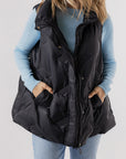 Black Quilted High Neck Zip Up Jacket Vest - Little Miss Vanilla