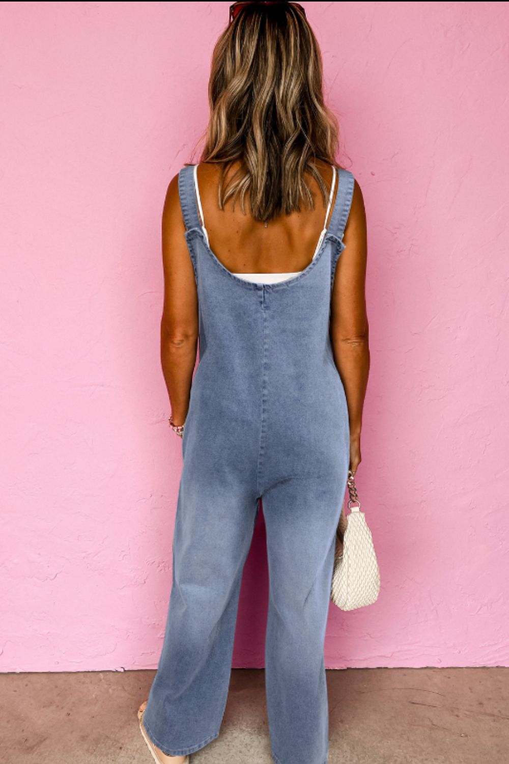 Wide Strap Denim Overalls with Pockets - Little Miss Vanilla