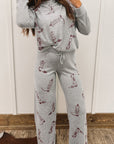 Gray Cowgirl Boots Printed Long Sleeve Top Pants Lounge Set - Little Miss Vanilla