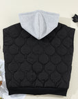 Black Quilted Drawstring Hooded Zip Up Puffer Vest - Little Miss Vanilla