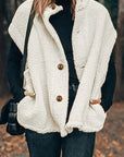 Beige Sherpa Stand Collar Jacket Vest - Little Miss Vanilla