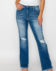 bytos Full Size Raw Hem Distressed High Rise Bootcut Jeans - Little Miss Vanilla