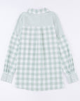 Pocketed Plaid Collared Neck Long Sleeve Shirt - Little Miss Vanilla