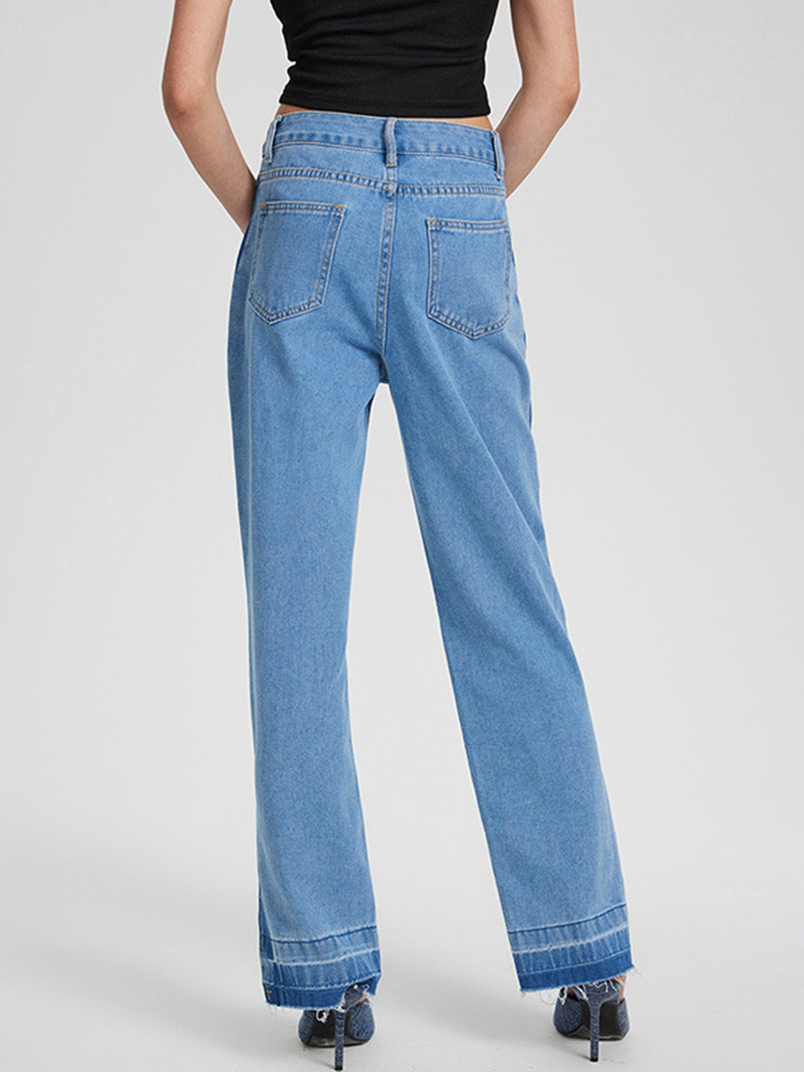 Slit Straight Leg Jeans with Pockets - Little Miss Vanilla