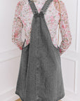 Medium Grey Wide Strap Button Front Pocketed Denim Mini Dress - Little Miss Vanilla