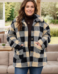 Plus Size Plaid Button Up Long Sleeve Coat - Little Miss Vanilla