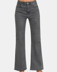 Zenana Acid Washed Frayed Hem Bootcut Jeans - Little Miss Vanilla