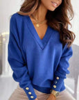 V-Neck Long Sleeve Sweatshirt - Little Miss Vanilla