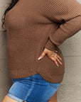 Zenana Breezy Days Plus Size High Low Waffle Knit Sweater - Little Miss Vanilla