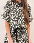 Black Cheetah Printed Casual Tee and Shorts Lounge Set - Little Miss Vanilla