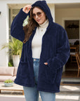 Plus Size Zip Up Long Sleeve Hooded Outerwear - Little Miss Vanilla