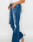 bytos Full Size Raw Hem Distressed High Rise Bootcut Jeans - Little Miss Vanilla