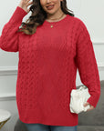 Plus Size Round Neck Long Sleeve Sweater - Little Miss Vanilla