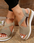 Wedge Sandals For Women Cross-strap Platform Gladiator Hemp Heel Shoes Summer