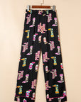 Black Western Cowgirl Boots Printed Satin Long Pajama Set - Little Miss Vanilla