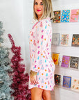 Pink Christmas Twinkle Tree Print Shirt Sleep Dress - Little Miss Vanilla