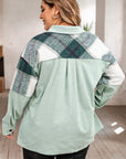 Plus Size Plaid Snap Down Jacket with Pockets - Little Miss Vanilla