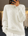 Fashion Retro Cable-knit Pullover Sweater Women