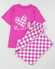 Bright Pink Be Mine Print Tee and Pants Lounge Set - Little Miss Vanilla