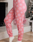 Pink Christmas Snowflake Print Two Piece Loungewear - Little Miss Vanilla