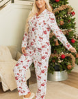 White Christmas Pattern Long Sleeve Shirt and Pants Pajama Set - Little Miss Vanilla