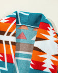 Sky Blue Aztec Printed Lapel Bell Sleeve Jacket