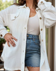 Plus Size Button Up Long Sleeve Jacket - Little Miss Vanilla