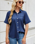 Collared Neck Short Sleeve Shirt - Little Miss Vanilla