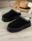 Black Contrast Print Suede Plush Lined Snow Boots