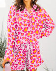 Pink Leopard Print Long Sleeve Shirt and Shorts Pajama Set - Little Miss Vanilla